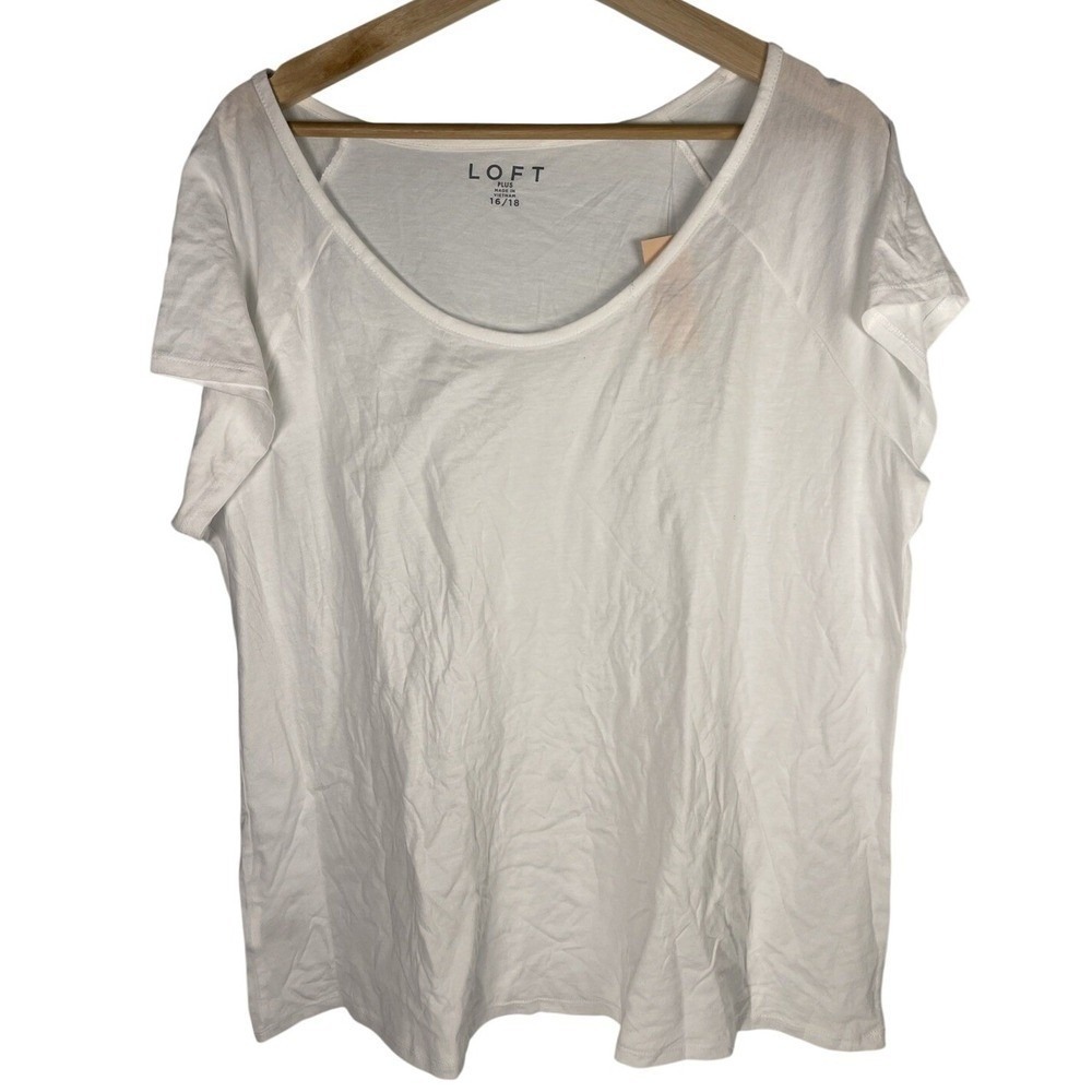 Loft Plus 16/18 Short Sleeve Top White‎ NWT
